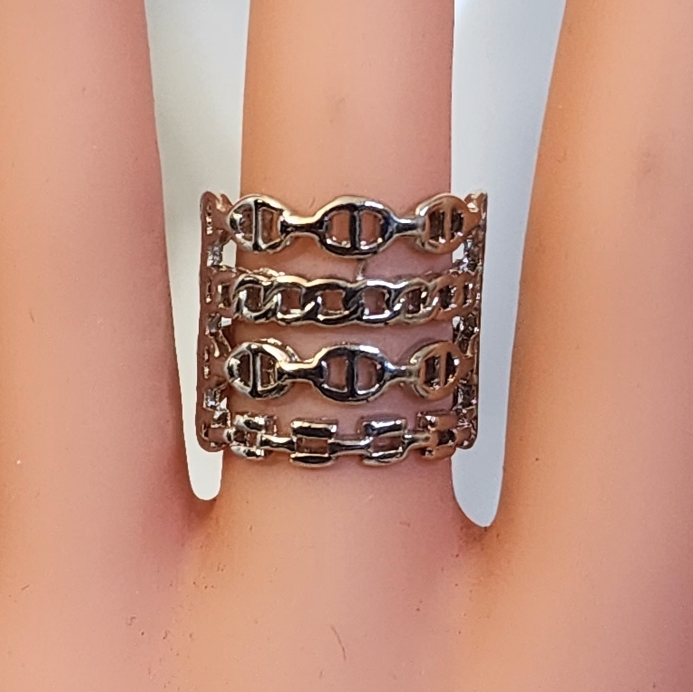 Silver Multi Chain Link Ring - Picture 6 of 11